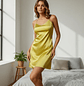 Pijama  vestido Dama satin seda licrada  amarillo - Miniatura 1