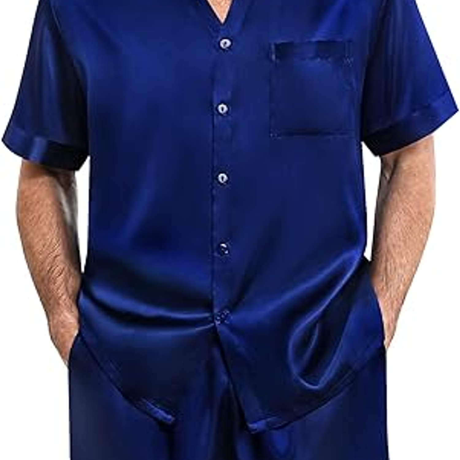 Pijama Hombre satín unicolor camisa y pantaloneta - Cliente Mayorista 3