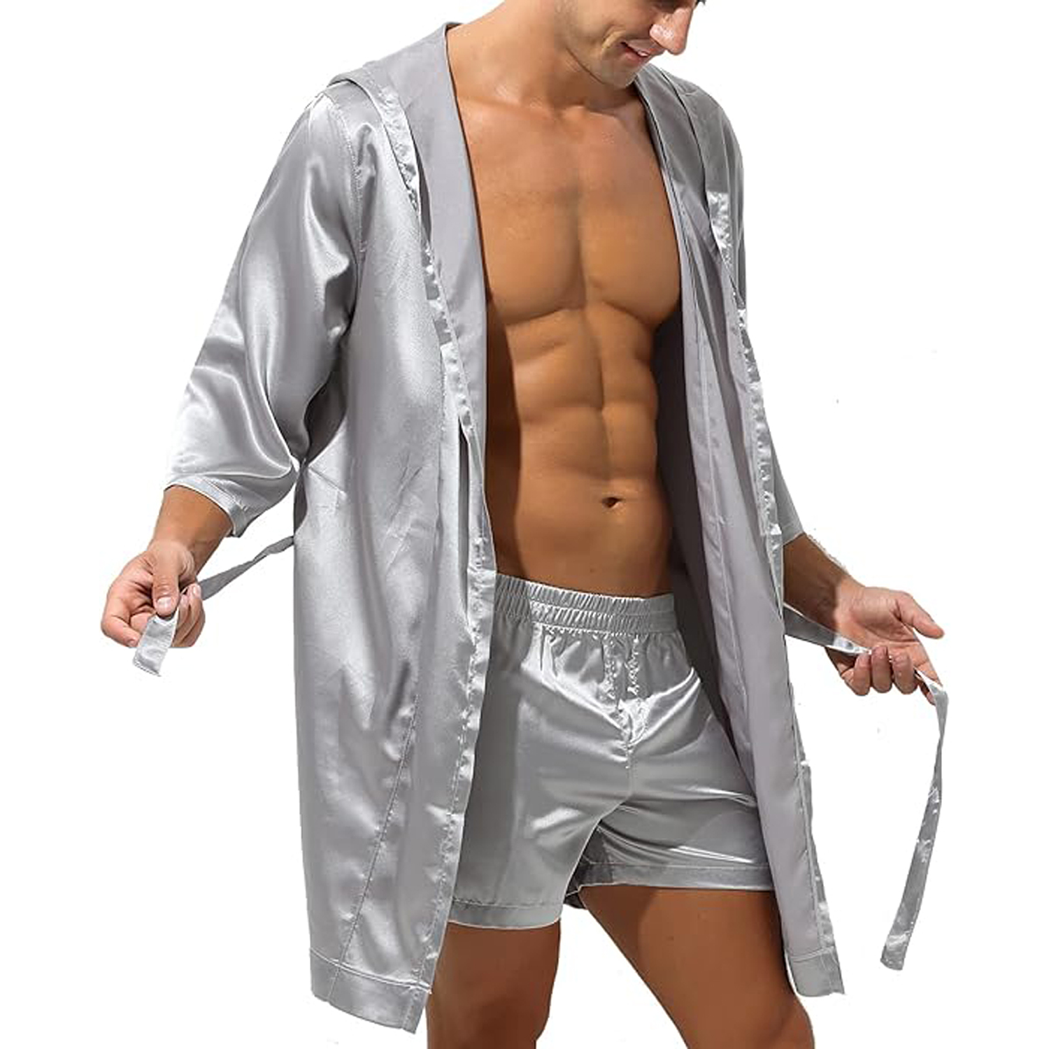 Set Pijama Hombre Satín Levantadora y Pantaloneta | Conjunto Elegante - Cliente mayorista 7