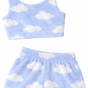 Pijama Térmica juvenil nubes Top y short - Cliente mayorista