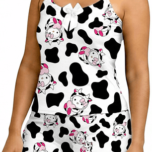 Pijama Mujer Short Y Blusa Estampado Vaca - piel de durazno - Cliente Mayorista