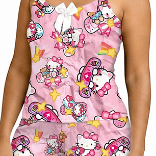 Pijama Mujer Short y blusa Hello Kitty 1600 Blathmoda Brush - Piel de durazno - Cliente Mayorista