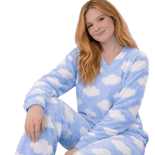 Pijama Mujer térmica diseño nube pantalón y saco - Cliente Myorista