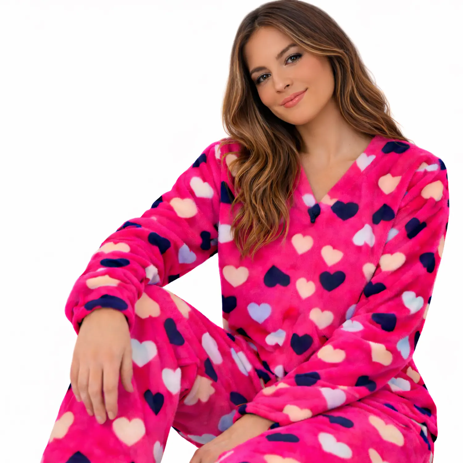 Pijama para mujer térmica pantalón y saco corazón colores | Blathmoda 1