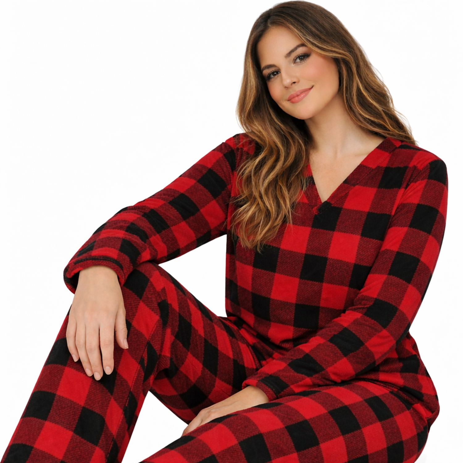 Pijama termica para mujer cuadros roja - Cliente mayorista 1