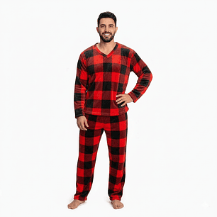 Pijama termica para hombre cuadros roja - Cliente mayorista