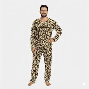 Pijama Hombre térmica tigre café - Cliente mayorista