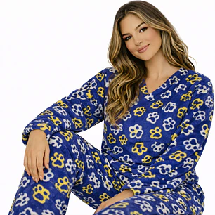 Pijama Térmica para Mujer Huellas Cómoda y Suave | Blathmoda