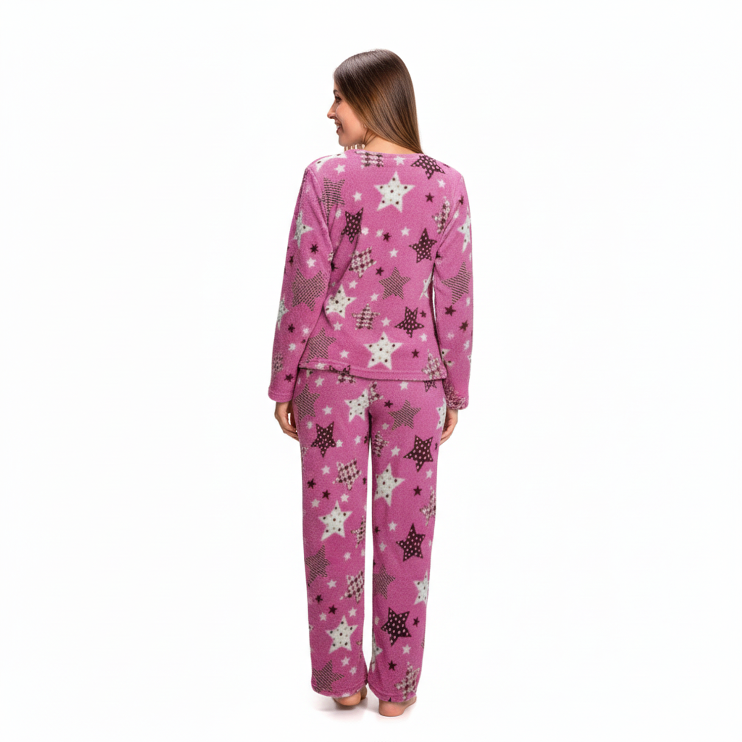 Pijama Mujer térmica pantalón y saco diseño estrellas rellenas - Cliente mayorista 4