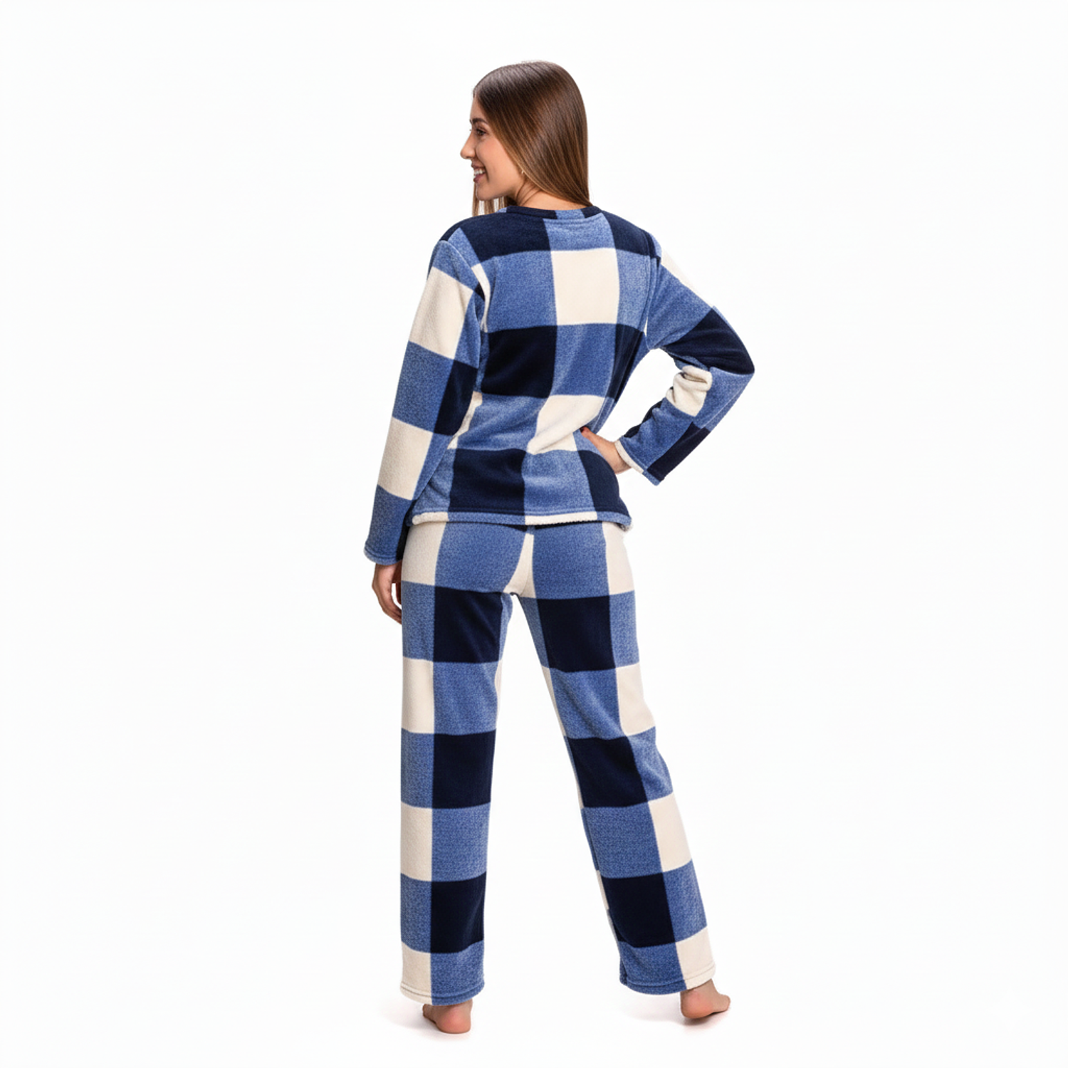 Pijama mujer Terrmica cuadros Azules -Cliente mayorista 4