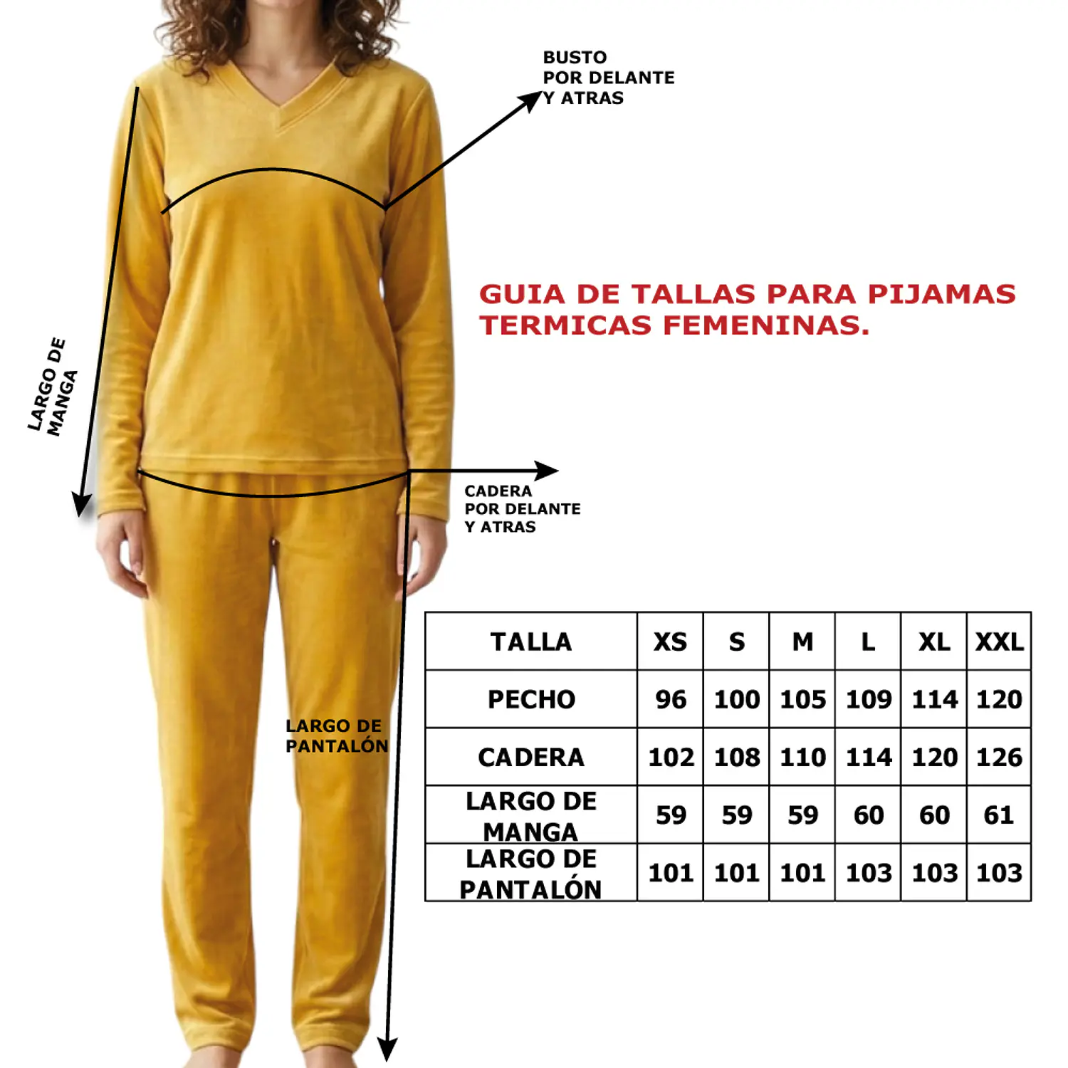 Pijama Térmica Mujer Unicolor Amarillo Blathmoda Suave y Cálida 5