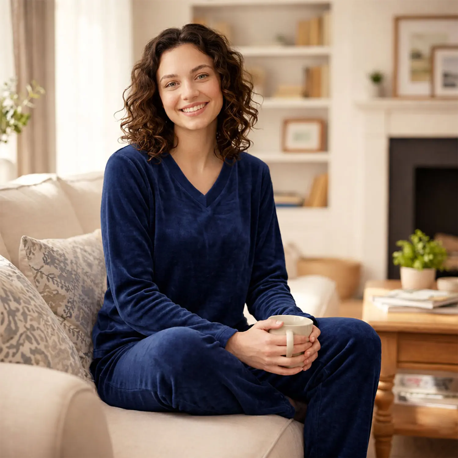 Pijama Térmica para Dama Azul Oscuro unicolor Blathmoda Suave y Elegante 2