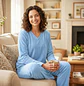 Pijama Térmica Mujer Celeste Blathmoda Conjunto Unicolor Pantalón y Saco - Miniatura 1