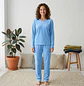Pijama Térmica Mujer Celeste Blathmoda Conjunto Unicolor Pantalón y Saco - Miniatura 4