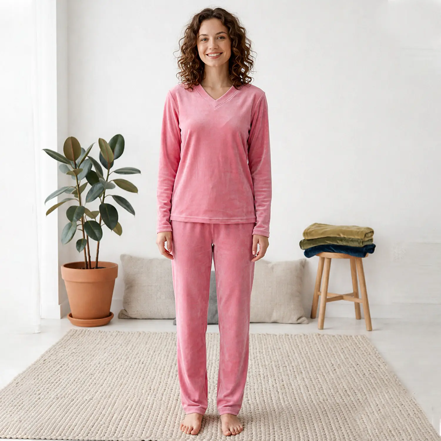 Pijama Térmica Mujer Blathmoda Peluchudita Conjunto Pantalón y Blusa 3