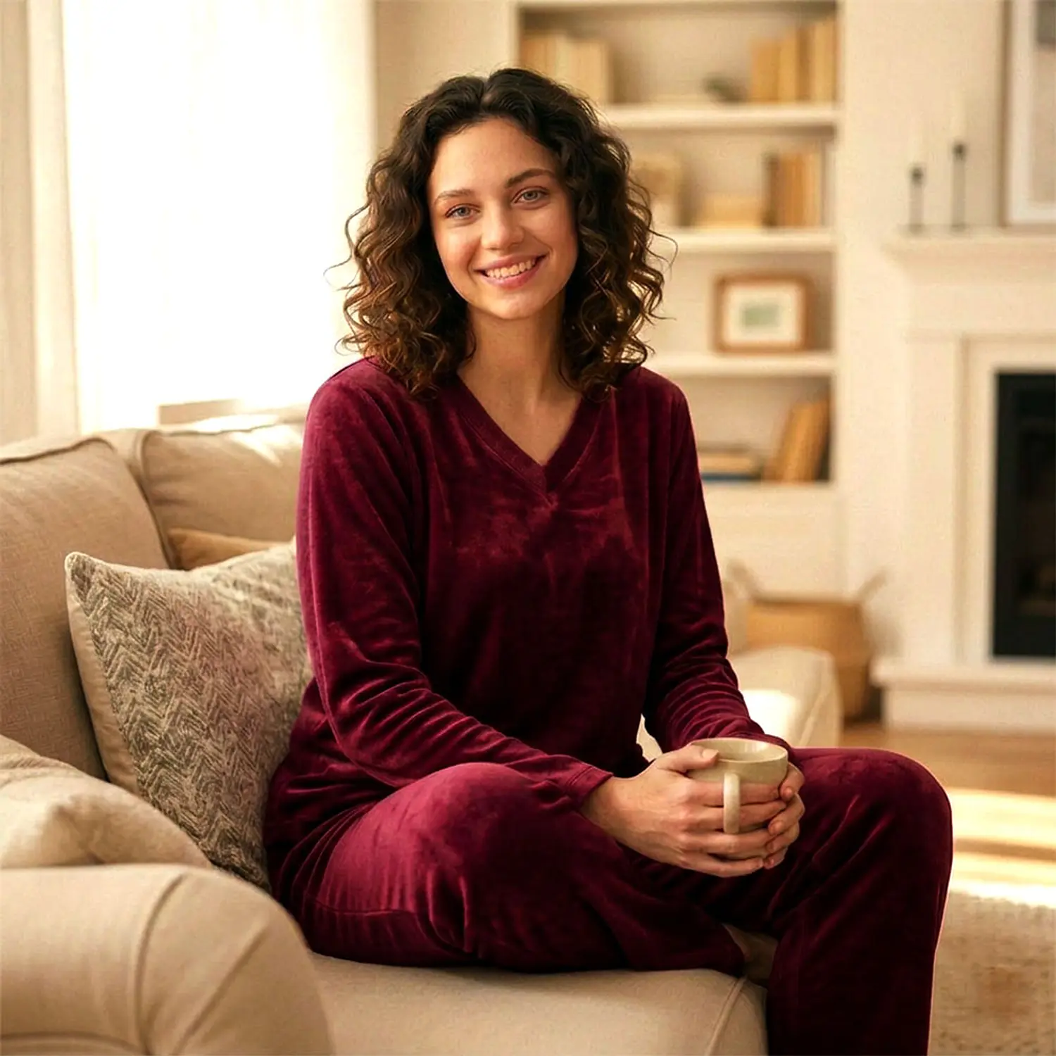 Pijama Mujer Térmica Blathmoda Suave, Cálida y Peluchudita Invierno Vinotinto 3