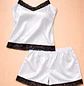 Conjunto Mujer Pijama Satín Short y Blusa con Encaje Elegante - Miniatura 1