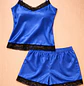 Conjunto Mujer Pijama Satín Short y Blusa con Encaje Elegante - Miniatura 2