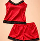Conjunto Mujer Pijama Satín Short y Blusa con Encaje Elegante - Miniatura 5