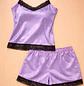 Conjunto Mujer Pijama Satín Short y Blusa con Encaje Elegante - Miniatura 7