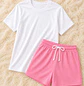 Pijama para Mujer Camiseta y Short Unicolor Blathmoda | Suave, Cómoda y Fresca para Dormir - Miniatura 2
