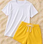 Pijama para Mujer Camiseta y Short Unicolor Blathmoda | Suave, Cómoda y Fresca para Dormir - Miniatura 4