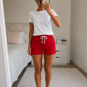 Conjunto para Mujer Short y Blusa Unicolor Blathmoda | Ropa Cómoda para Estar en Casa