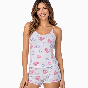 Pijama Mujer Short y Blusa en Franela Corazón Lila | Suave, Cómoda y Fresca | Blathmoda Colombia