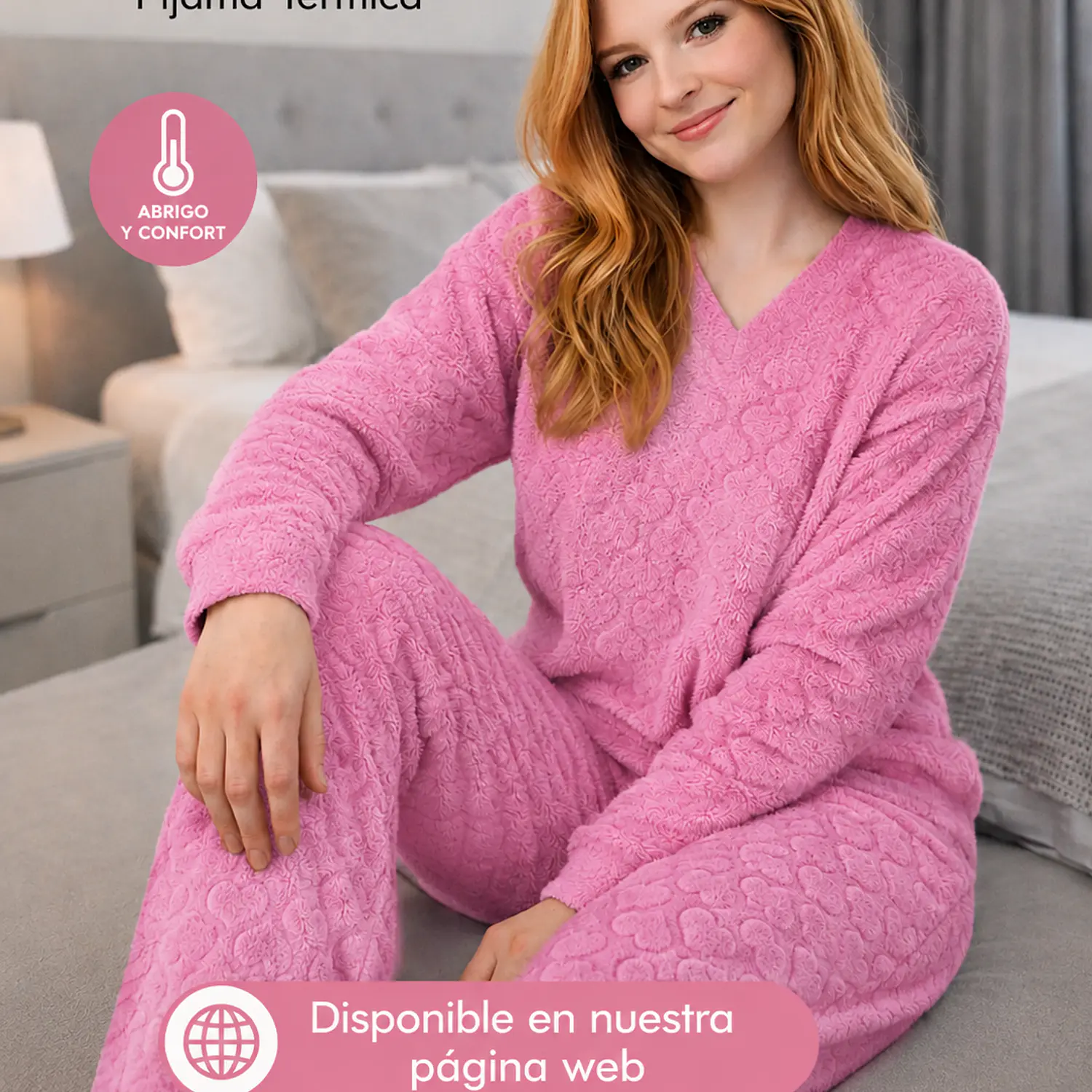 Pijama Térmica Mujer Corazones Troquelados | Suave, Caliente y Cómoda | Blathmoda 4