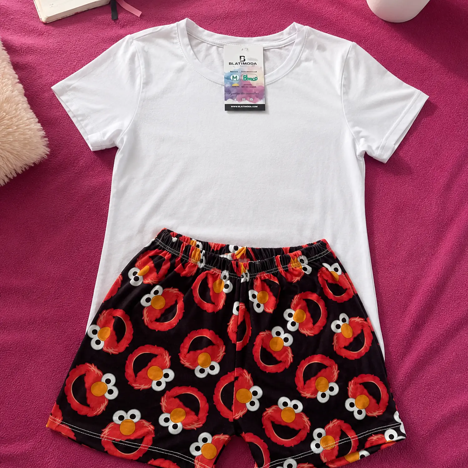 Pijama Mujer Short Estampado Nemo y Camiseta Blanca | Blathmoda 3