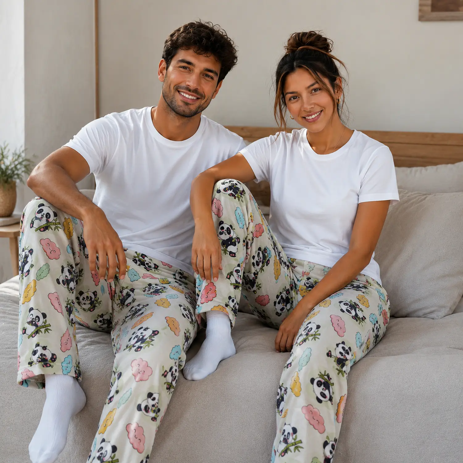 Pijama Parejas Estampada Oso | Conjunto Hombre y Mujer en Algodón | Blathmoda