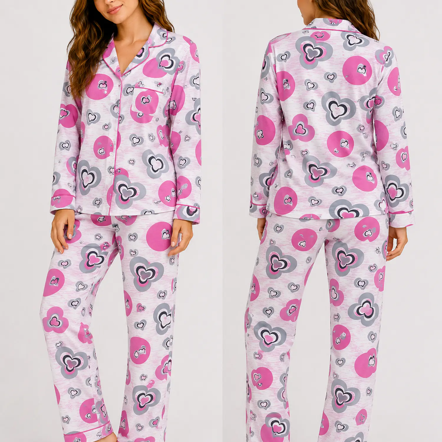 Pijama Camisa y Pantalón Rosa para Mujer | Blathmoda Colombia 1