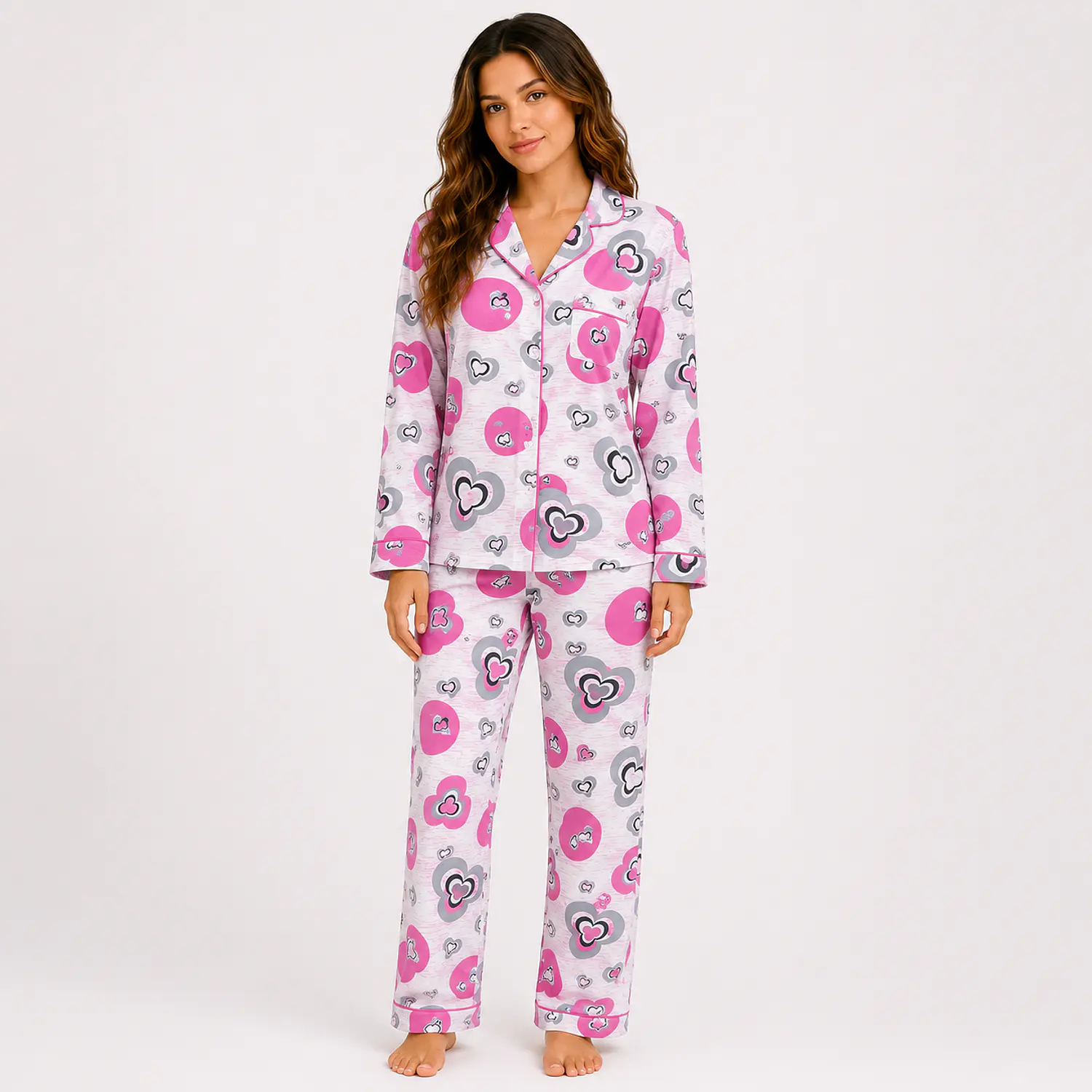 Pijama Camisa y Pantalón Rosa para Mujer | Blathmoda Colombia 2