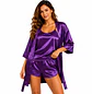 Pijama Mujer en Satín con Kimono, Short y Blusa de Tirantas | Blathmoda - Miniatura 3