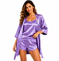 Pijama Mujer en Satín con Kimono, Short y Blusa de Tirantas | Blathmoda - Miniatura 4