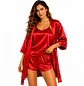 Pijama para Mujer en Satín al Por Mayor | Kimono, Short y Blusa de Tirantas - Miniatura 13