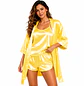 Pijama para Mujer en Satín al Por Mayor | Kimono, Short y Blusa de Tirantas - Miniatura 16
