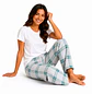 Pijama para Mujer Cuadros con Pantalón y Camiseta Blanca Blathmoda | Suave, Cómoda y Moderna - Miniatura 5
