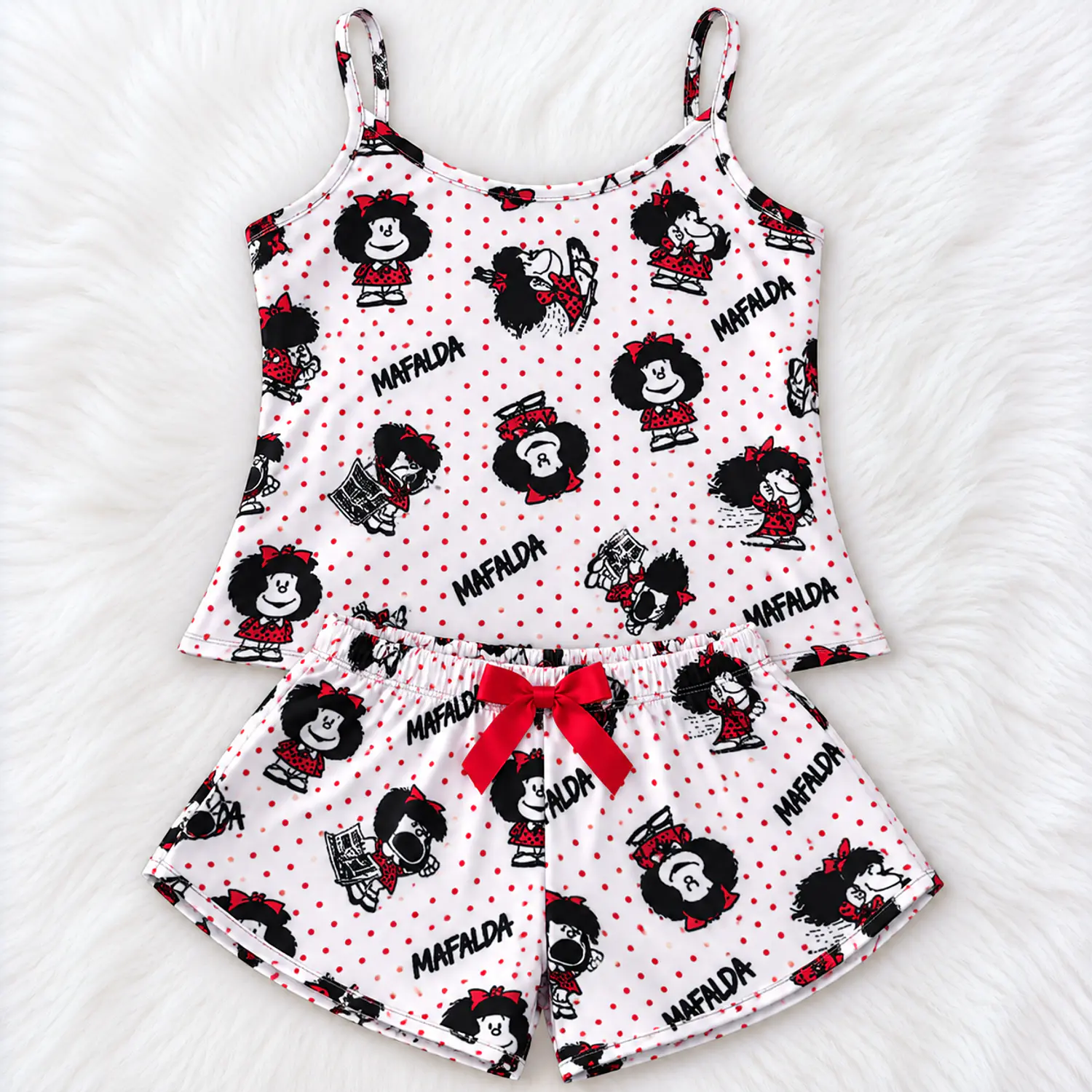 Pijama Mafalda para Dama | Conjunto de Short y Blusa