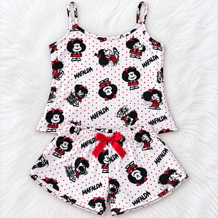 Pijama Mafalda para Dama | Conjunto de Short y Blusa