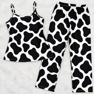 Pijama Mujer Blusa y Pantalón | Pijama Estampada de Manchas Blathmoda