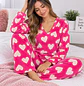 Pijama Fucsia para mujer con Corazones Blathmoda - Miniatura 1
