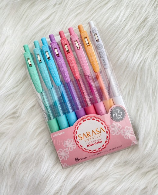 set 8 lápices gel 0.5 mm sarasa milk