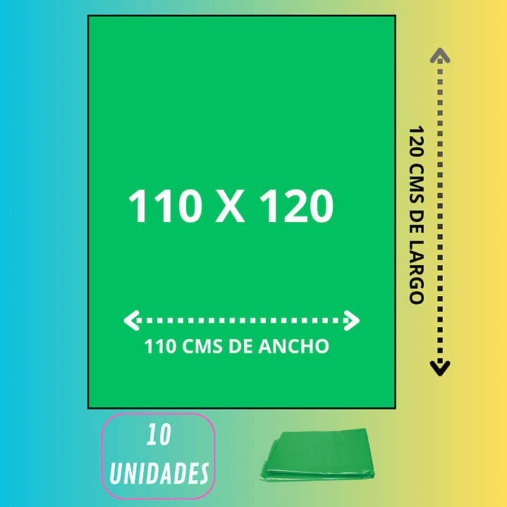 BOLSA DE BASURA 110 X 120 VERDE CARGA PESADA 10u 1