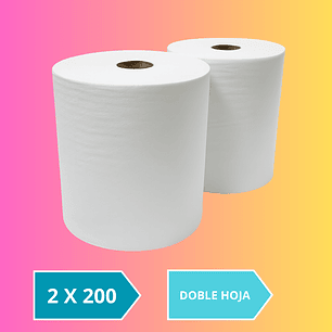 TOALLA DE PAPEL INDUSTRIAL DOBLE HOJA 2 X 200 MTS
