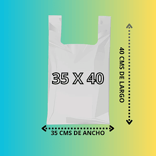 BOLSA CAMISETA JUMBO 35 X 40 BLANCA, 100un