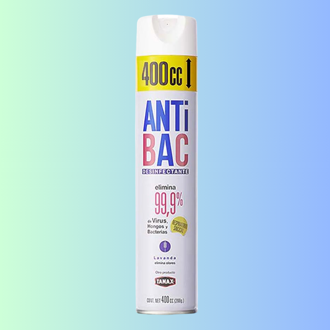 Desinfectante de Ambientes y Superficies Aerosol Antibac Lavanda 400 cc 1
