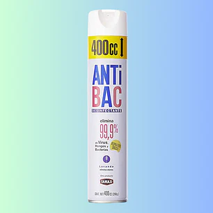 Desinfectante de Ambientes y Superficies Aerosol Antibac Lavanda 400 cc