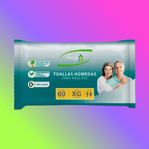 TOALLAS HUMEDAS PARA ADULTO 60un EXTRA GRANDES
