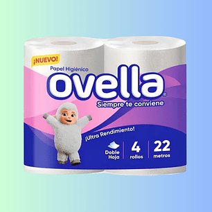 PAPEL HIGIÉNICO OVELLA 4 X 22 METROS – DOBLE HOJA
